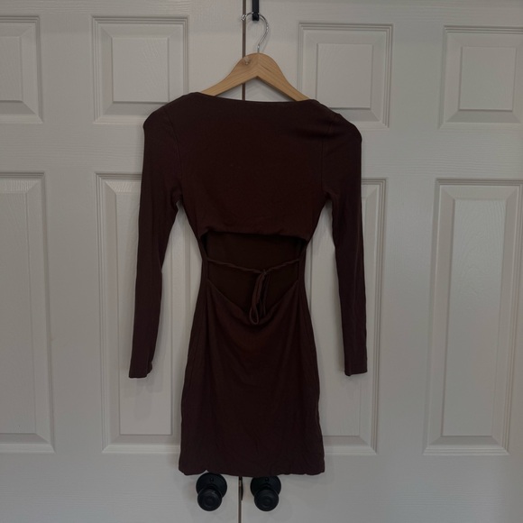 Princess Polly Nolan Long Sleeve Mini Dress Brown - Picture 8 of 8